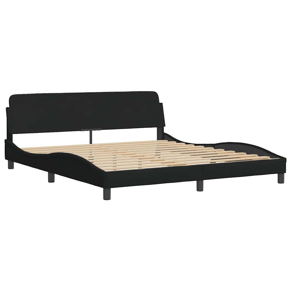 Bed Frame Without Mattress &amp;quot;Hanko&amp;quot; Black 180X200Cm Fabric