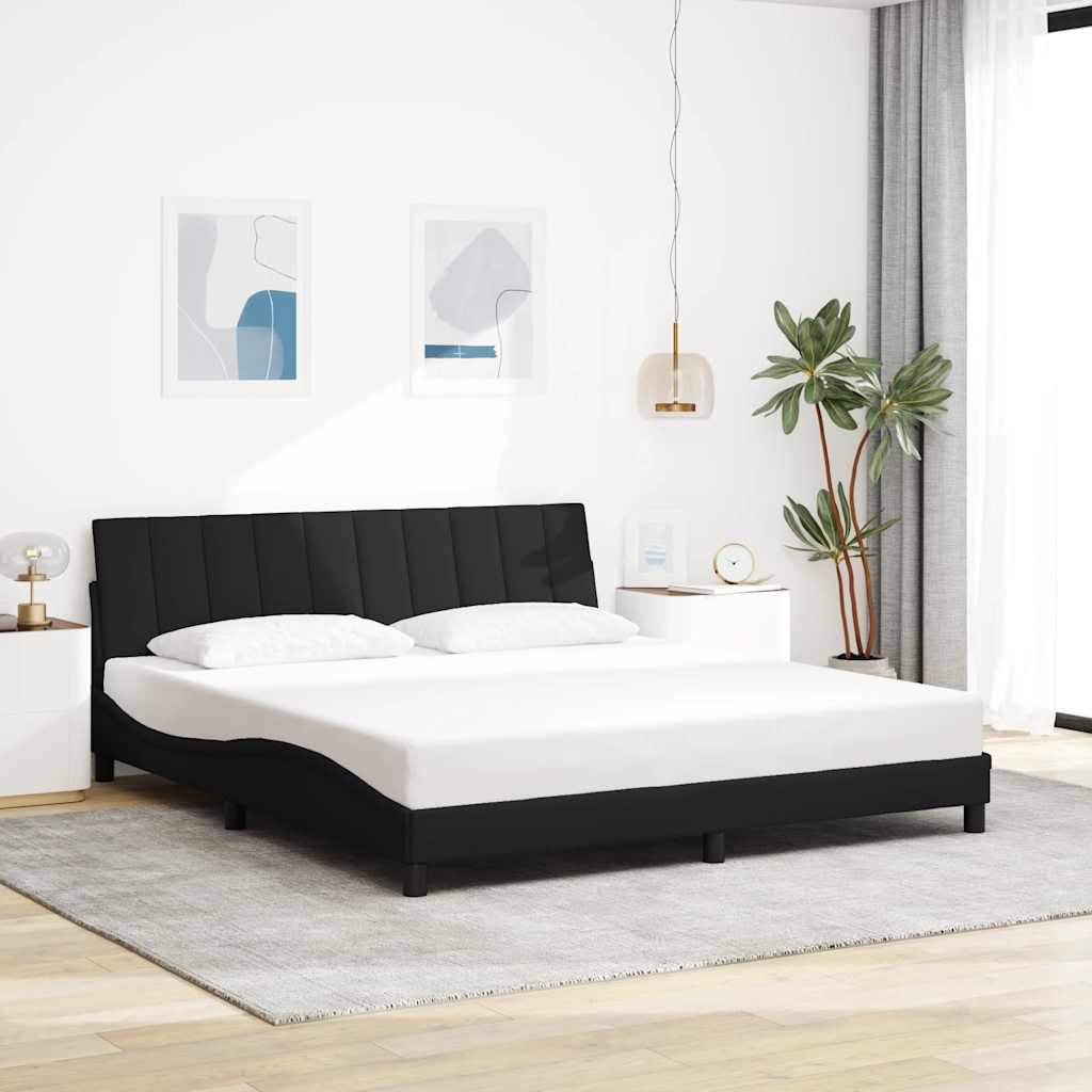 Bed Frame Without Mattress &amp;quot;Hanko&amp;quot; Black 180X200Cm Fabric