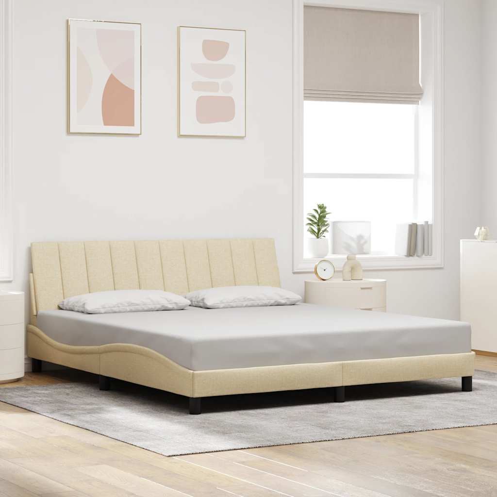 Bed Frame Without Mattress &amp;quot;Hanko&amp;quot; Cream 120X200Cm Fabric