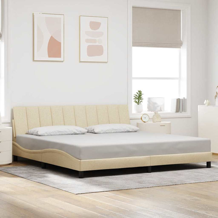 Bed Frame Without Mattress &amp;quot;Hanko&amp;quot; Cream 120X200Cm Fabric