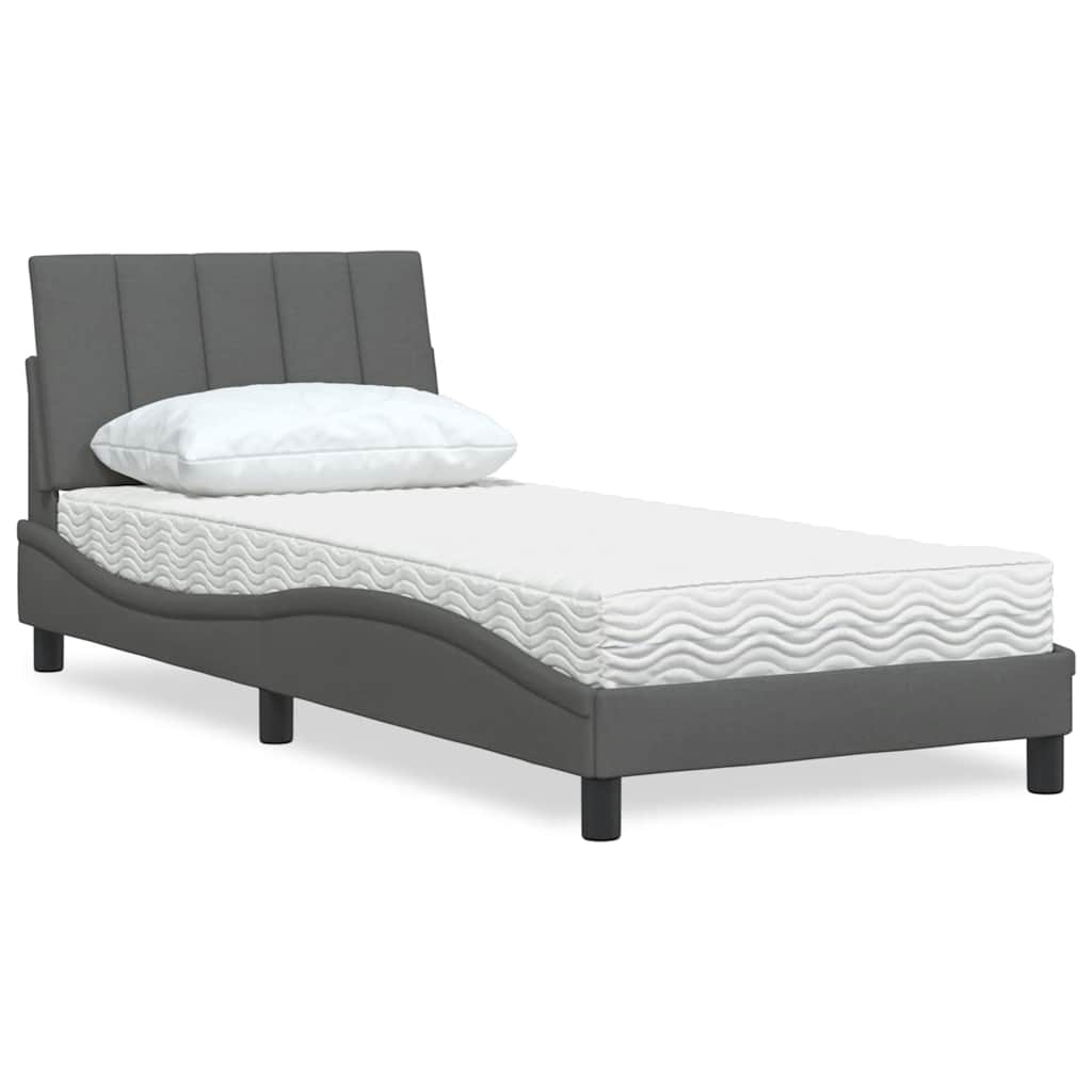 Bed With Mattress &amp;quot;Hanko&amp;quot; Cream Fabric