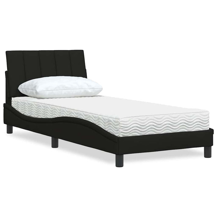 Bed With Mattress &amp;quot;Hanko&amp;quot; Cream Fabric