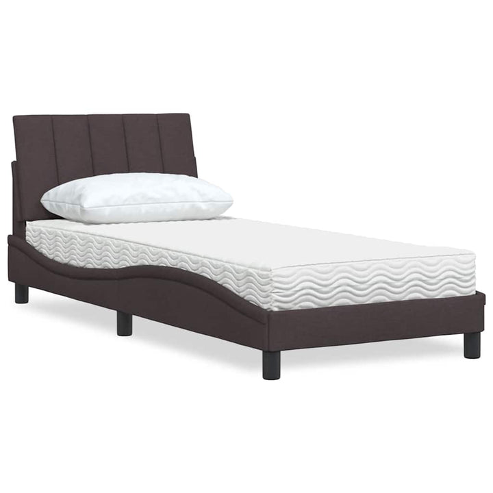 Bed With Mattress &amp;quot;Hanko&amp;quot; Cream Fabric