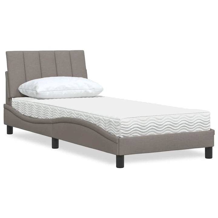 Bed With Mattress &amp;quot;Hanko&amp;quot; Cream Fabric
