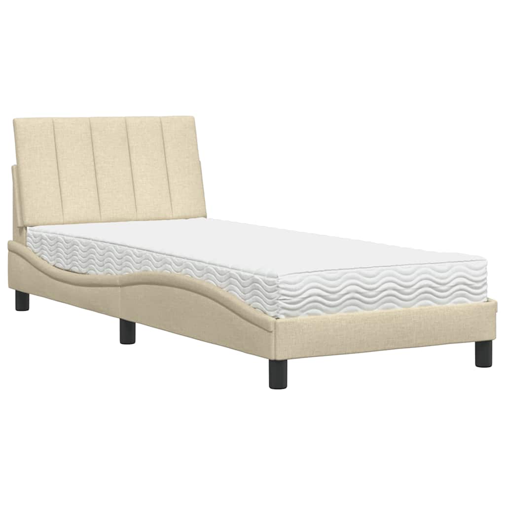 Bed With Mattress &amp;quot;Hanko&amp;quot; Cream Fabric