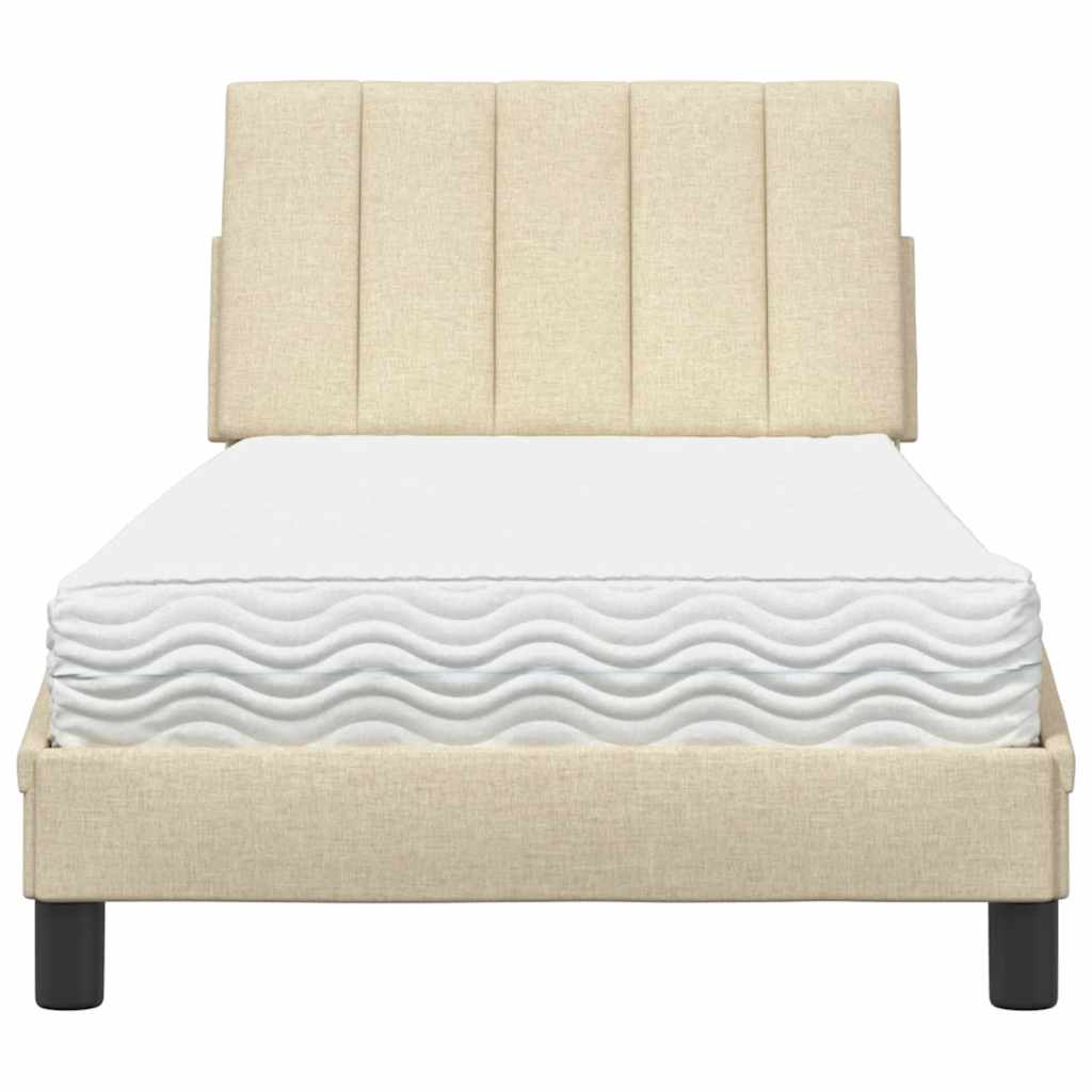 Bed With Mattress &amp;quot;Hanko&amp;quot; Cream Fabric
