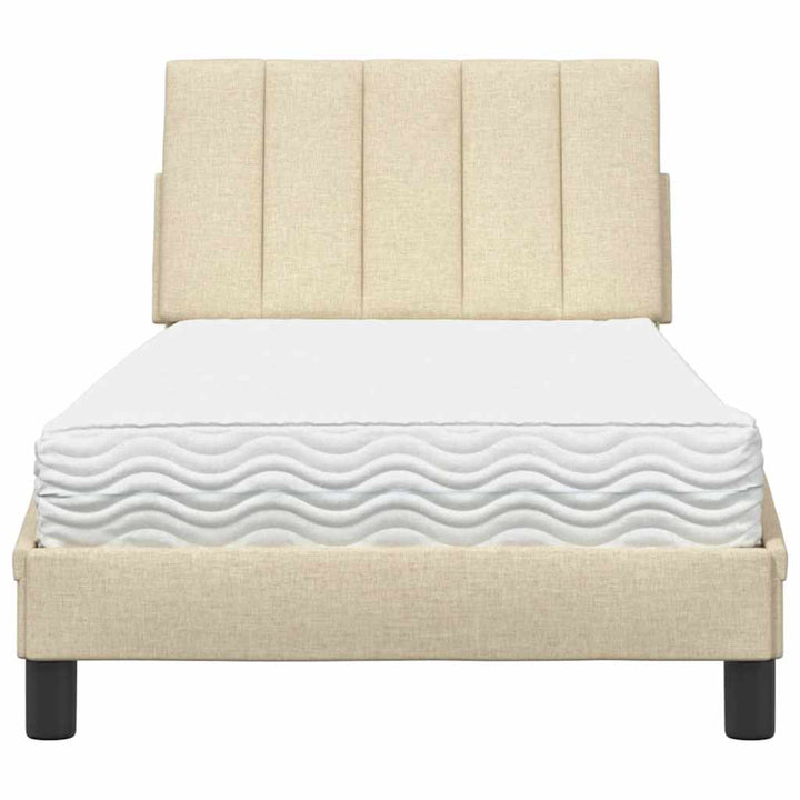 Bed With Mattress &amp;quot;Hanko&amp;quot; Cream Fabric