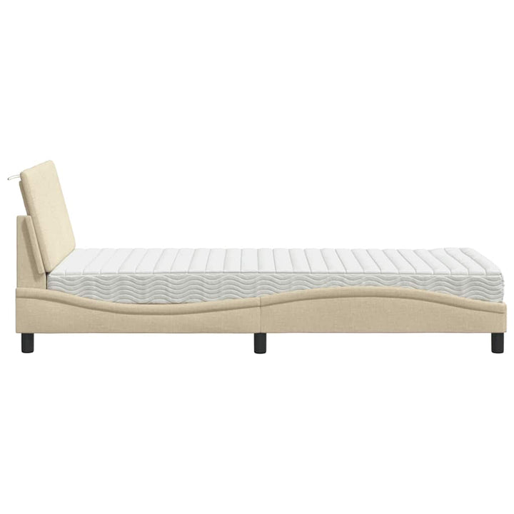 Bed With Mattress &amp;quot;Hanko&amp;quot; Cream Fabric
