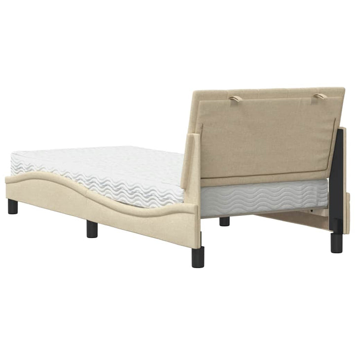 Bed With Mattress &amp;quot;Hanko&amp;quot; Cream Fabric