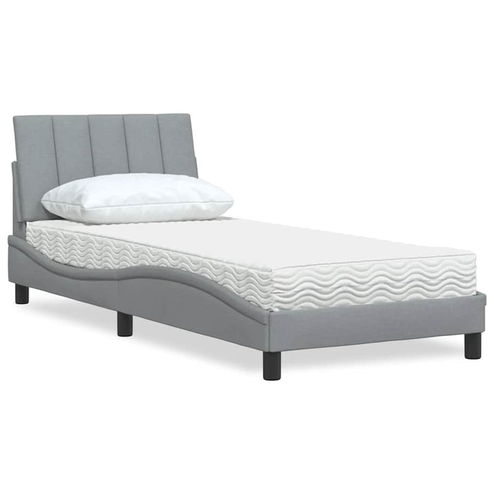 Bed With Mattress &amp;quot;Hanko&amp;quot; Cream Fabric