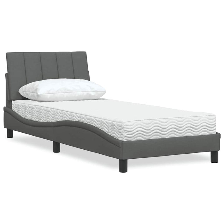 Bed With Mattress &amp;quot;Hanko&amp;quot; Cream Fabric