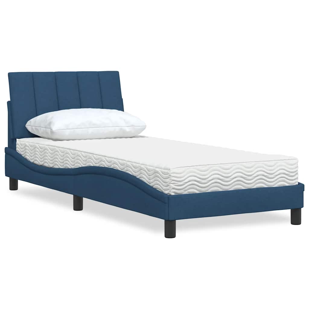 Bed With Mattress &amp;quot;Hanko&amp;quot; Cream Fabric