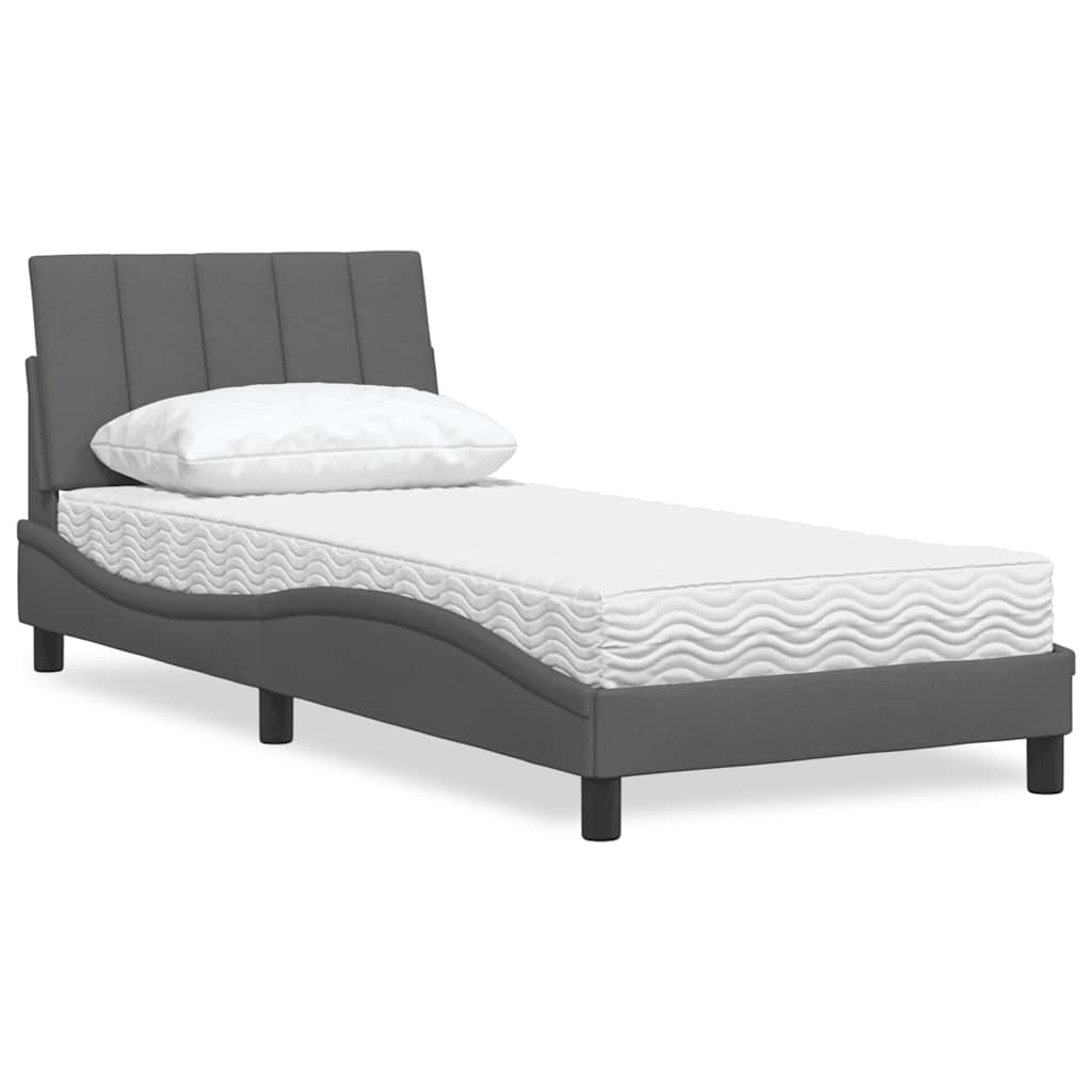 Bed With Mattress &amp;quot;Hanko&amp;quot; Cream Fabric