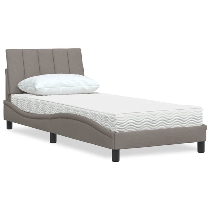 Bed With Mattress &amp;quot;Hanko&amp;quot; Cream Fabric