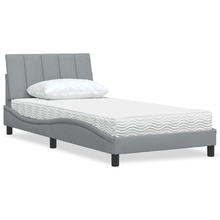Bed With Mattress &amp;quot;Hanko&amp;quot; Cream Fabric