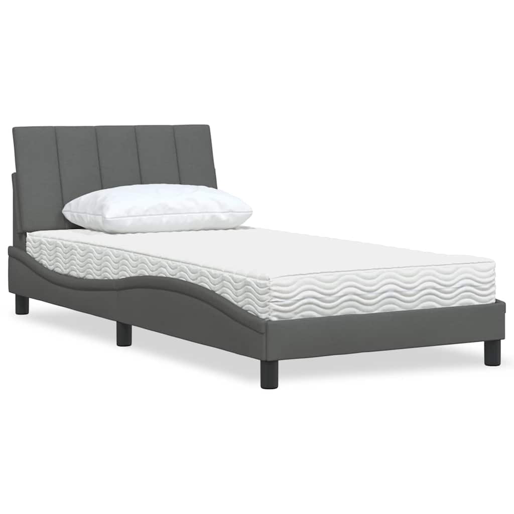 Bed With Mattress &amp;quot;Hanko&amp;quot; Cream Fabric