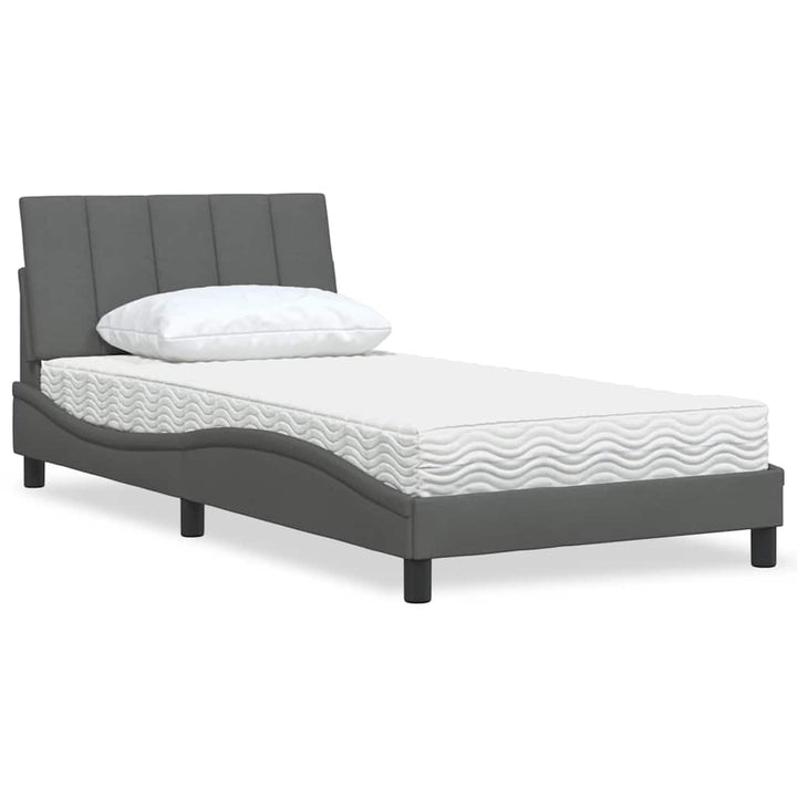 Bed With Mattress &amp;quot;Hanko&amp;quot; Cream Fabric