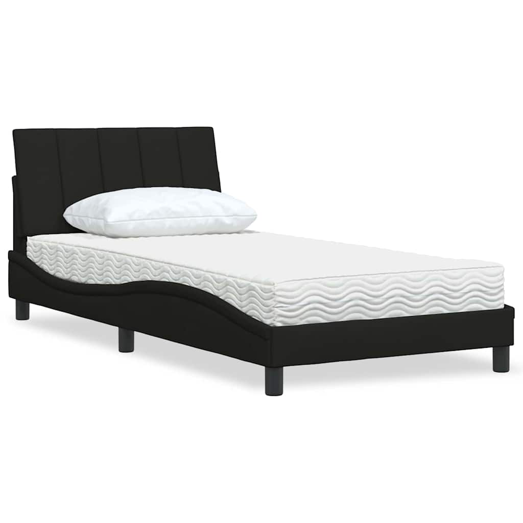 Bed With Mattress &amp;quot;Hanko&amp;quot; Cream Fabric