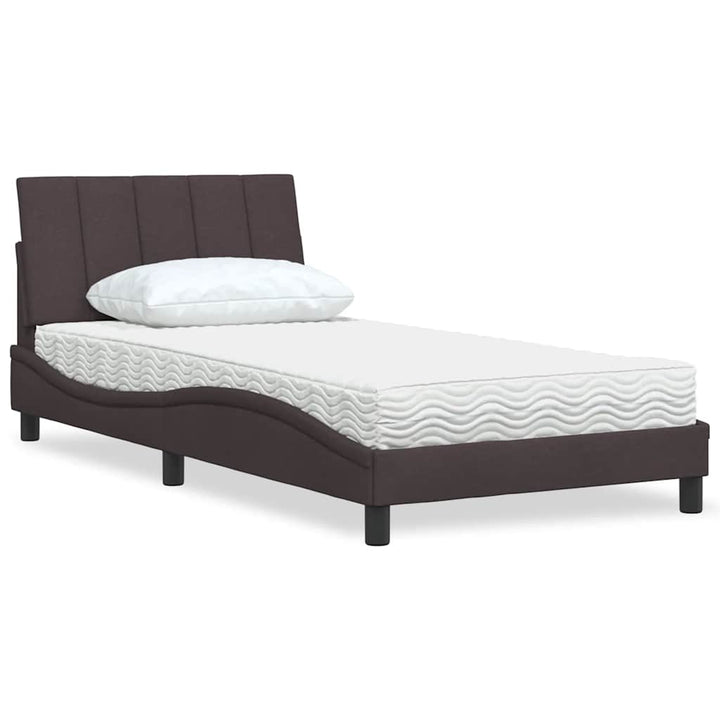 Bed With Mattress &amp;quot;Hanko&amp;quot; Cream Fabric