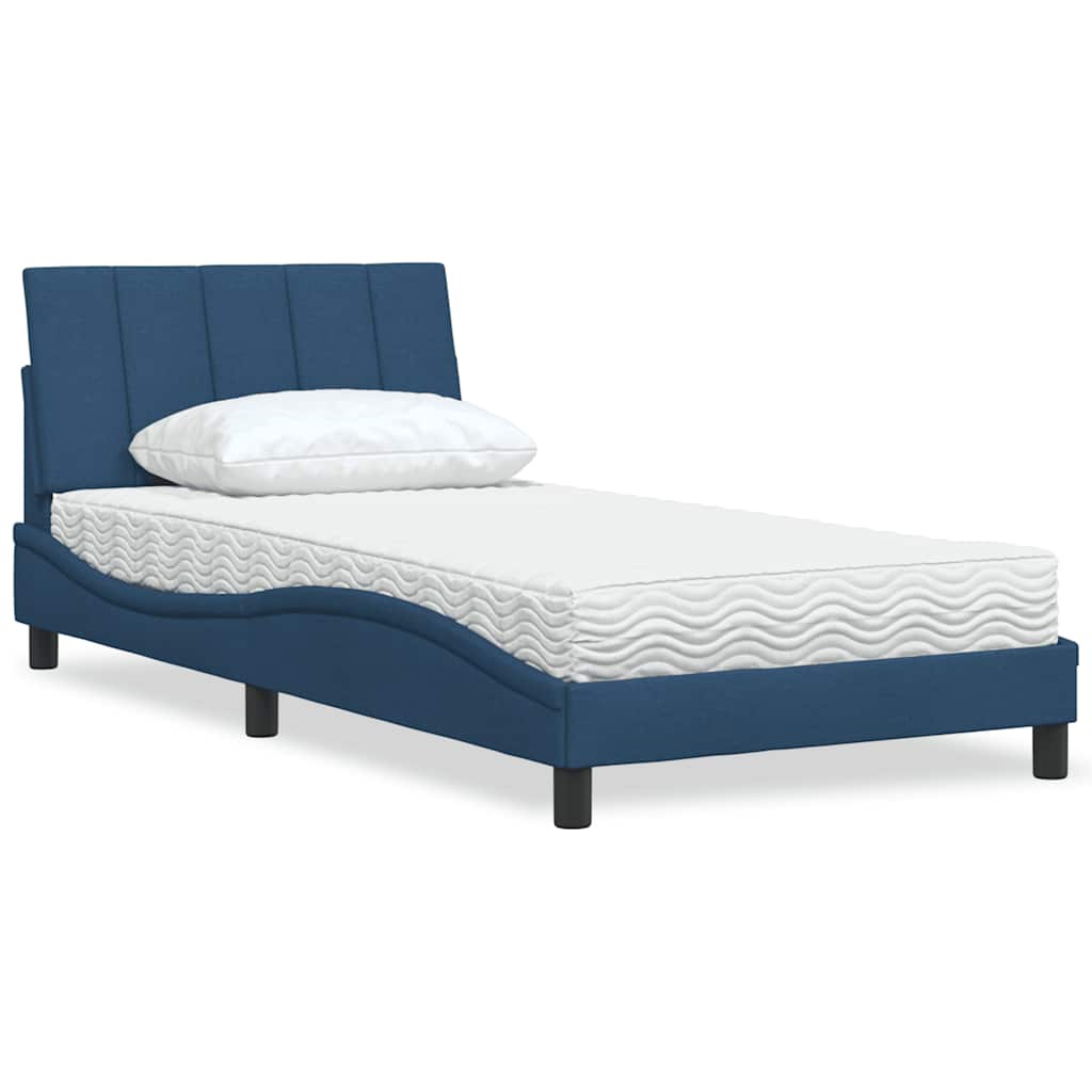 Bed With Mattress &amp;quot;Hanko&amp;quot; Cream Fabric