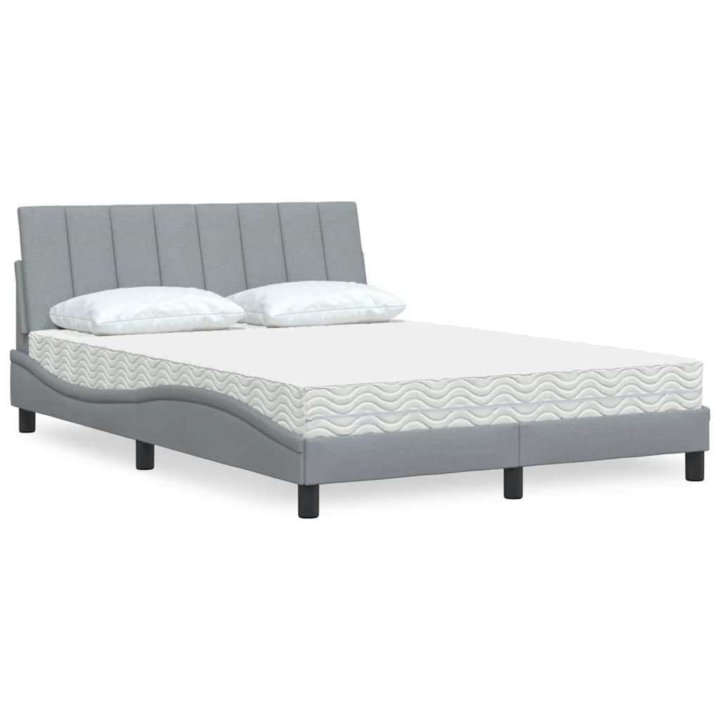 Bed With Mattress &amp;quot;Hanko&amp;quot; Cream Fabric