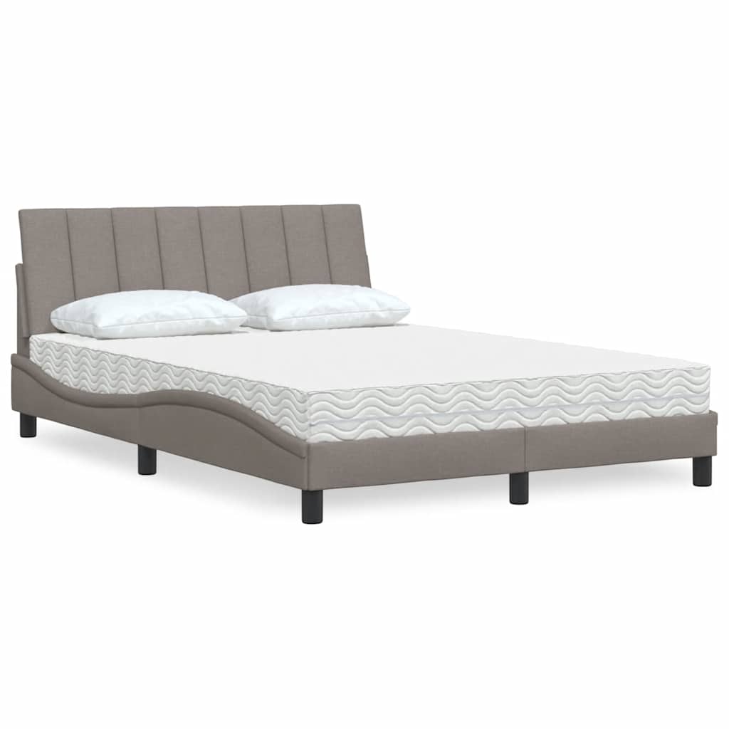 Bed With Mattress &amp;quot;Hanko&amp;quot; Cream Fabric