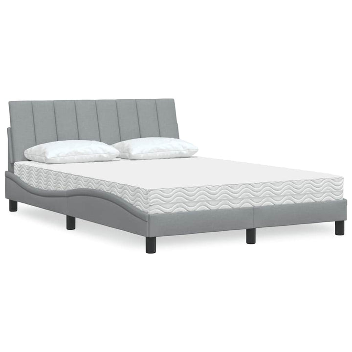 Bed With Mattress &amp;quot;Hanko&amp;quot; Cream Fabric