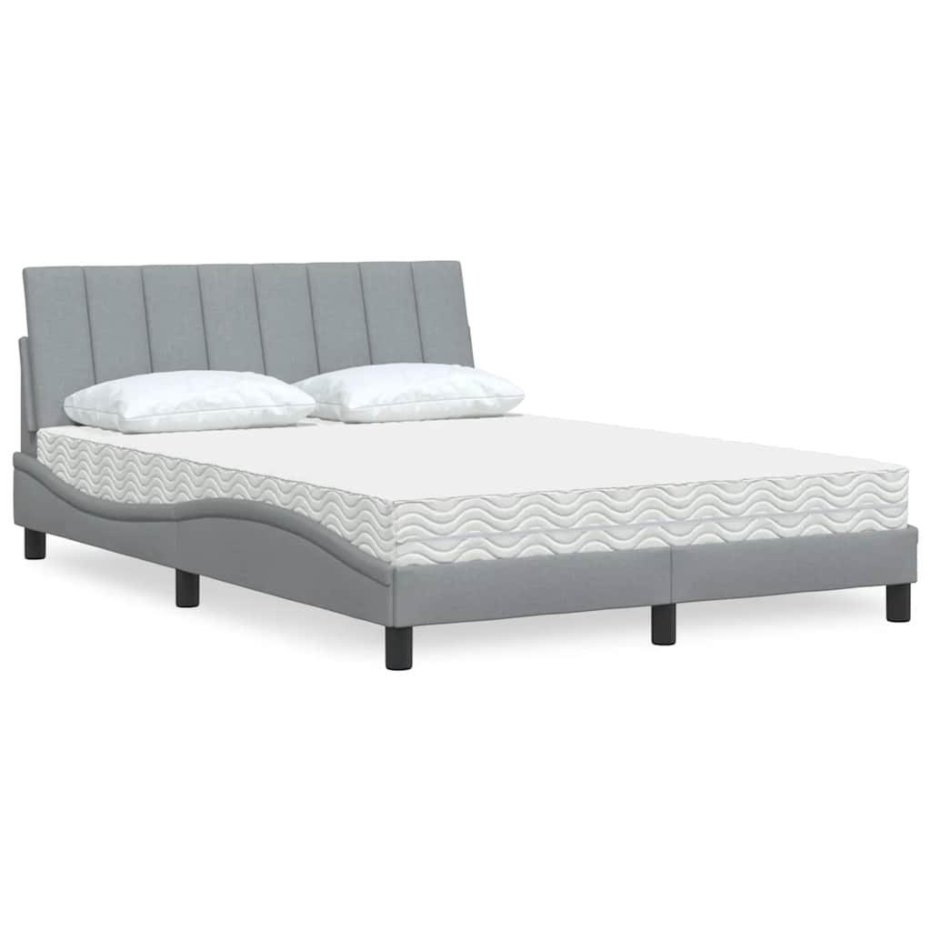 Bed With Mattress &amp;quot;Hanko&amp;quot; Cream Fabric