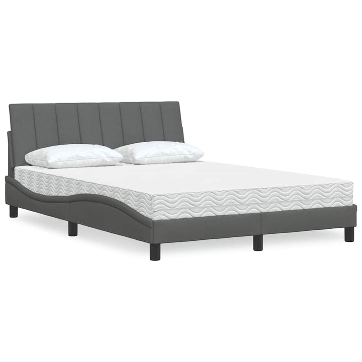 Bed With Mattress &amp;quot;Hanko&amp;quot; Cream Fabric
