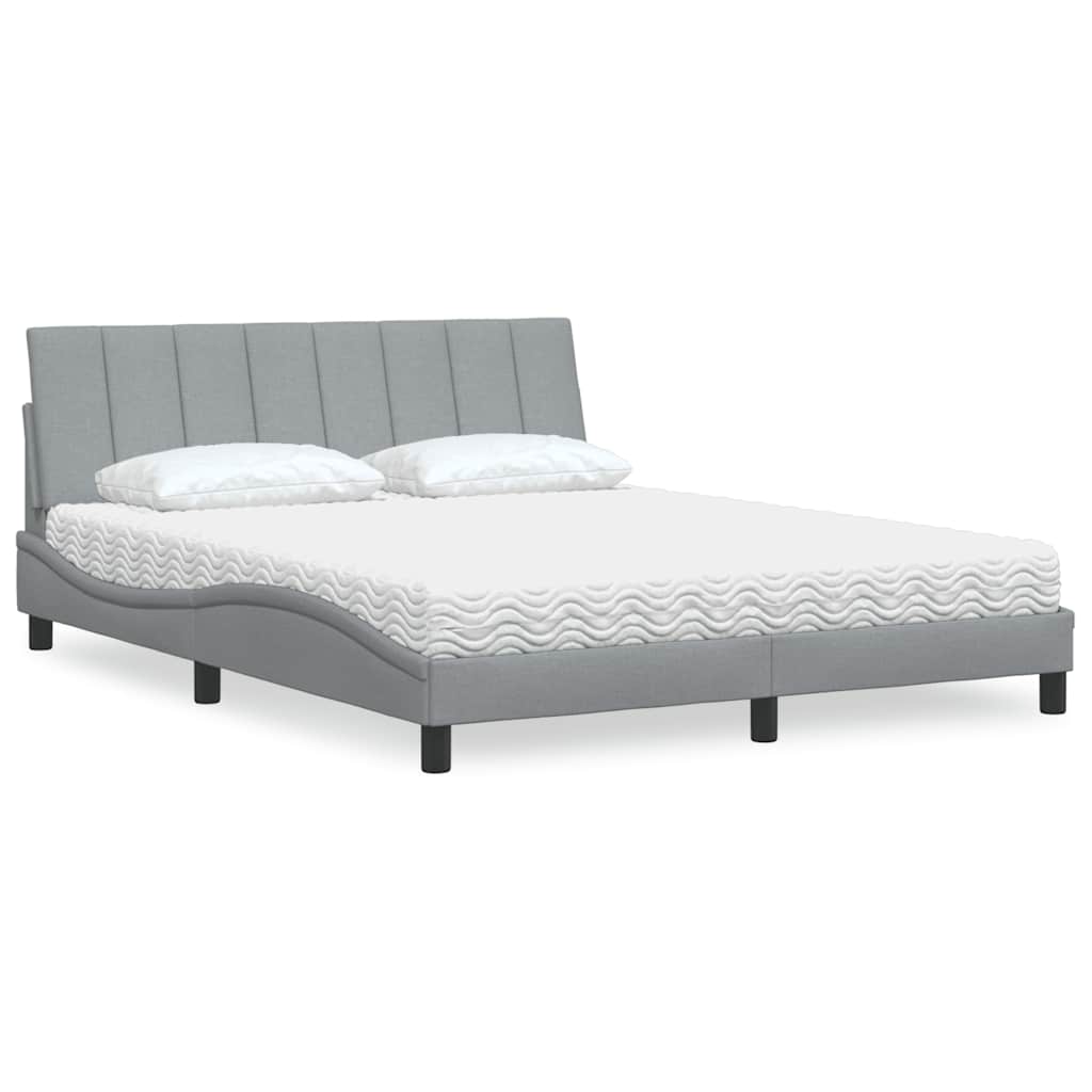Bed With Mattress &amp;quot;Hanko&amp;quot; Cream Fabric