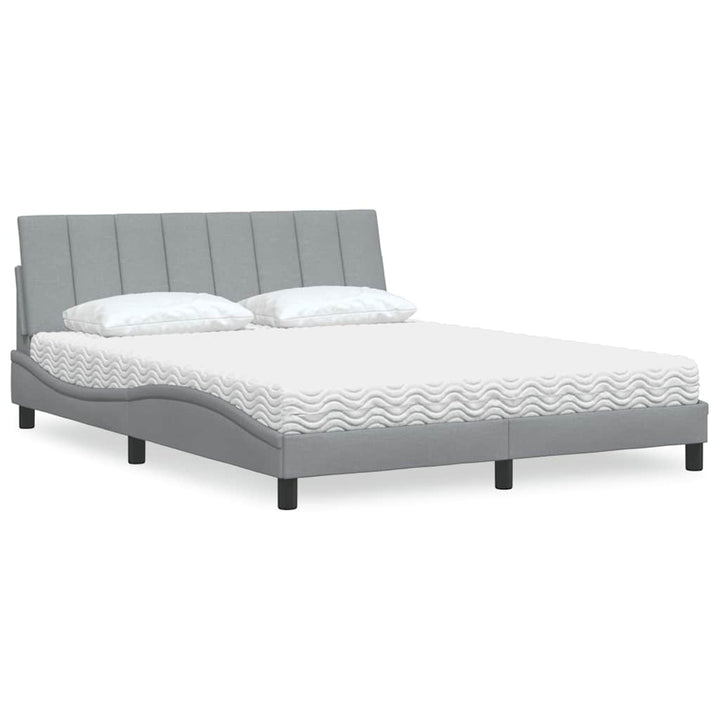 Bed With Mattress &amp;quot;Hanko&amp;quot; Cream Fabric