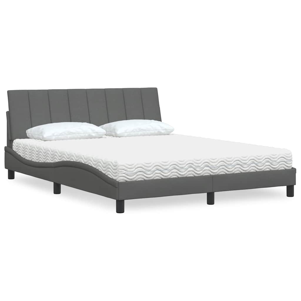 Bed With Mattress &amp;quot;Hanko&amp;quot; Cream Fabric