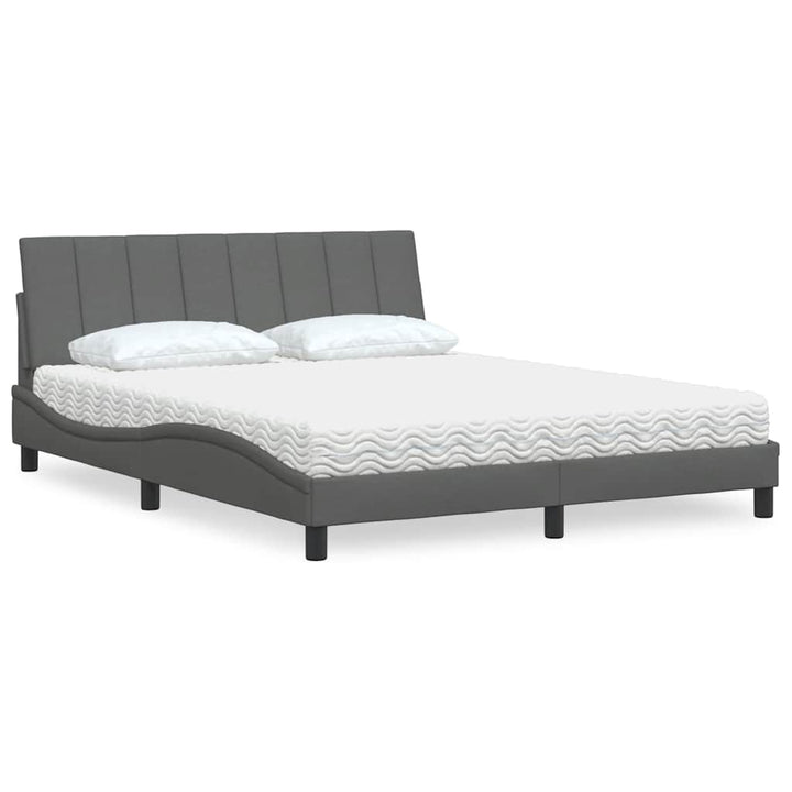 Bed With Mattress &amp;quot;Hanko&amp;quot; Cream Fabric