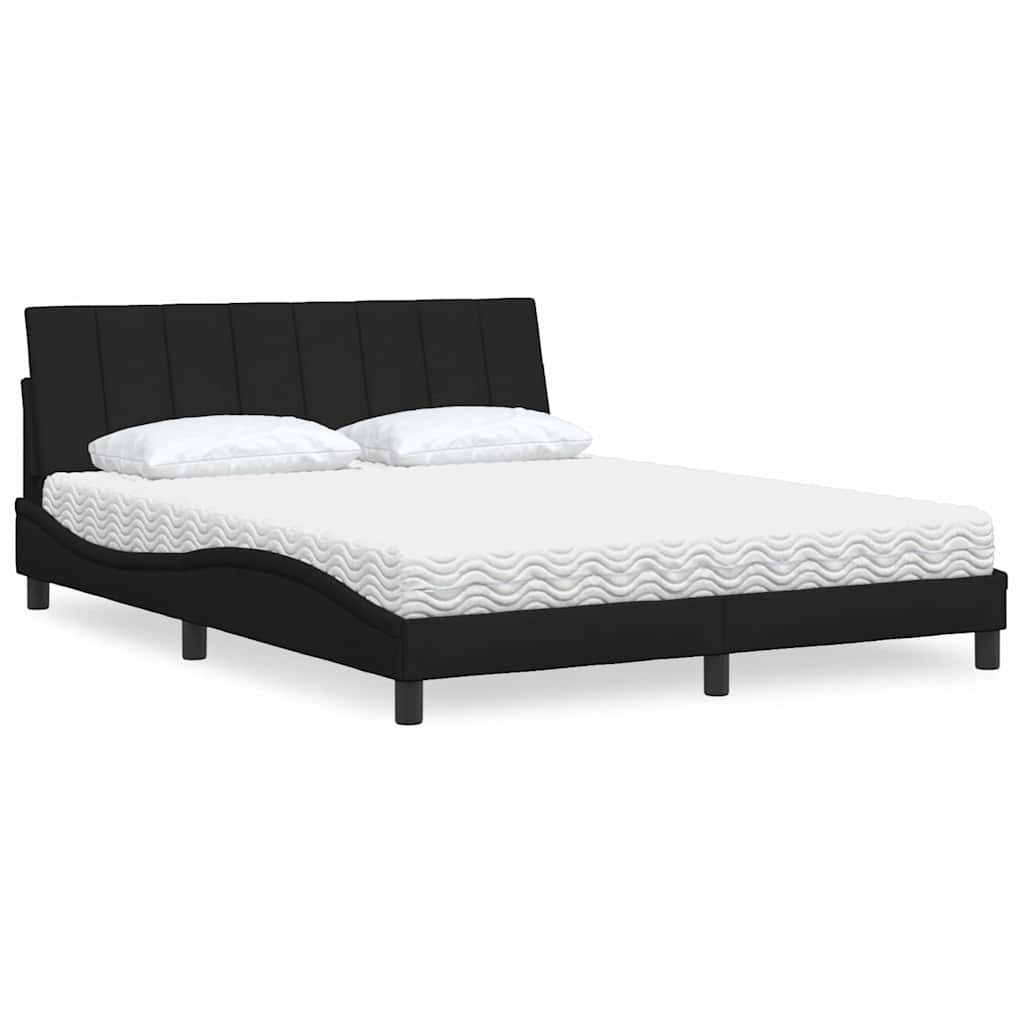 Bed With Mattress &amp;quot;Hanko&amp;quot; Cream Fabric