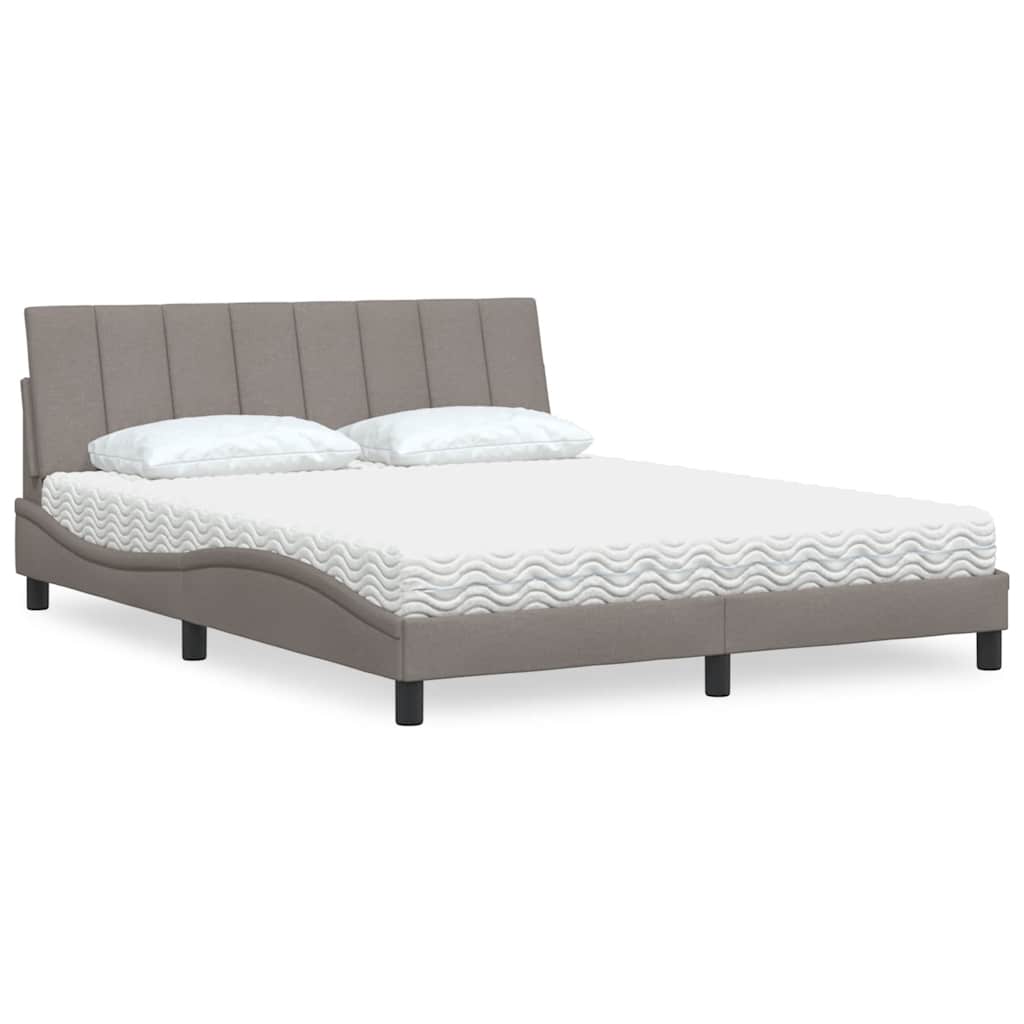 Bed With Mattress &amp;quot;Hanko&amp;quot; Cream Fabric