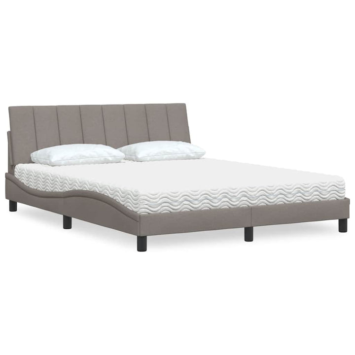 Bed With Mattress &amp;quot;Hanko&amp;quot; Cream Fabric