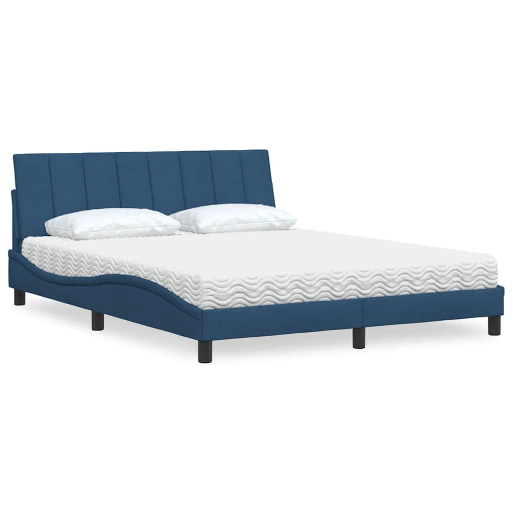 Bed With Mattress &amp;quot;Hanko&amp;quot; Cream Fabric