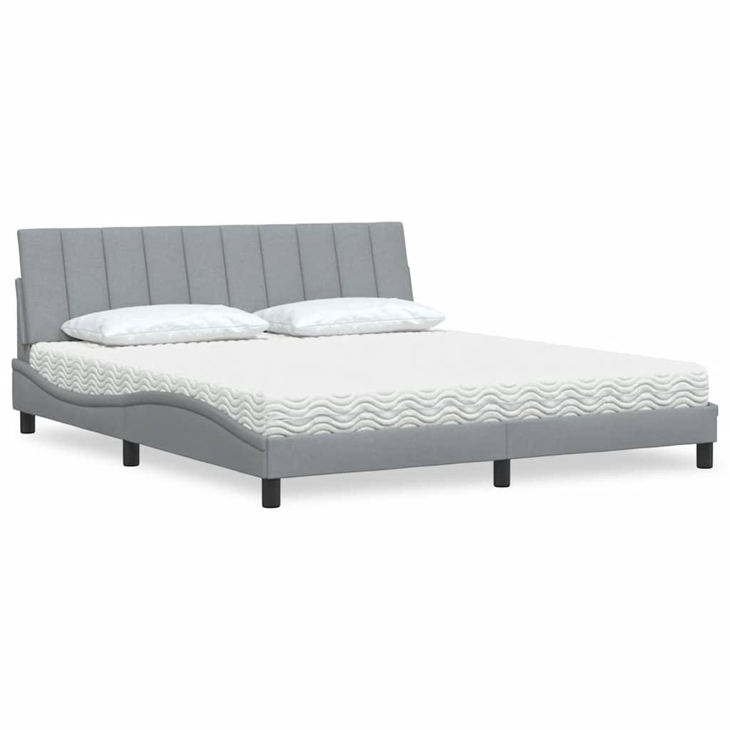 Bed With Mattress &amp;quot;Hanko&amp;quot; Cream Fabric