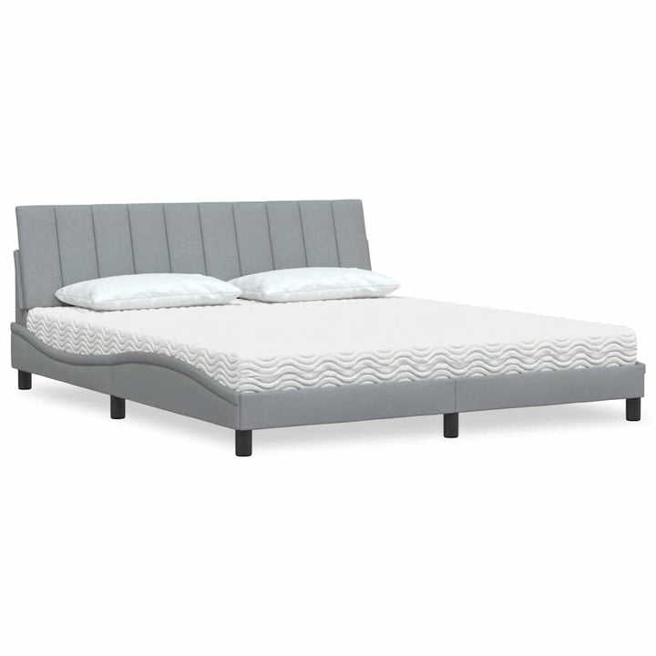 Bed With Mattress &amp;quot;Hanko&amp;quot; Cream Fabric