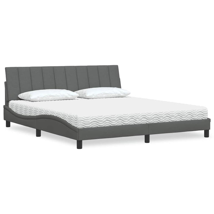 Bed With Mattress &amp;quot;Hanko&amp;quot; Cream Fabric