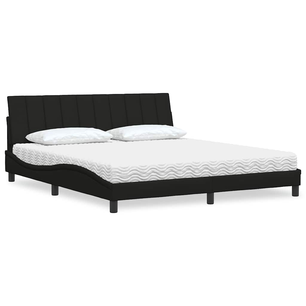 Bed With Mattress &amp;quot;Hanko&amp;quot; Cream Fabric