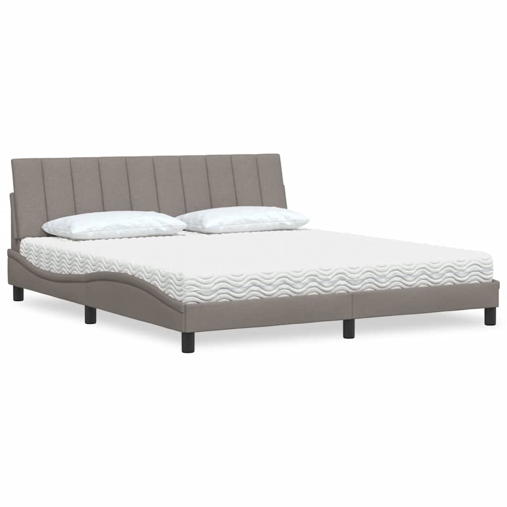 Bed With Mattress &amp;quot;Hanko&amp;quot; Cream Fabric