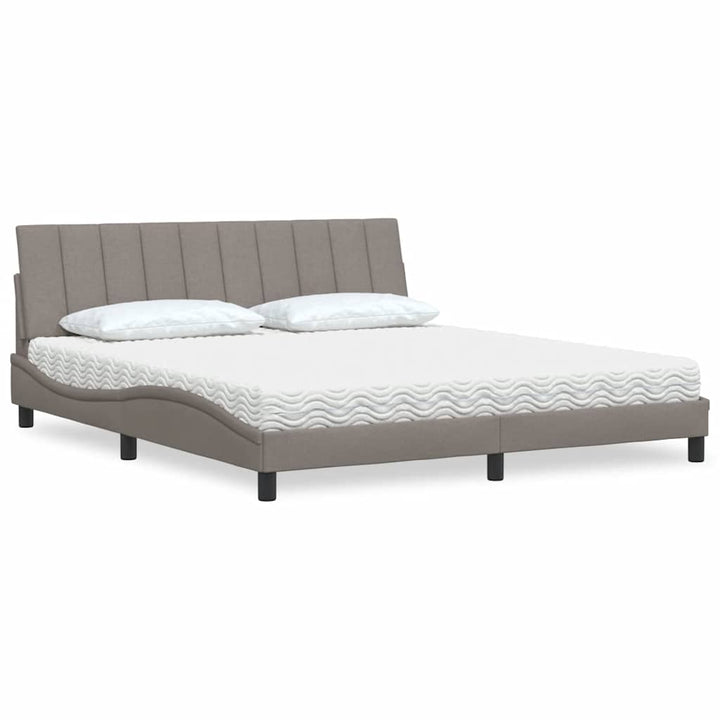 Bed With Mattress &amp;quot;Hanko&amp;quot; Cream Fabric