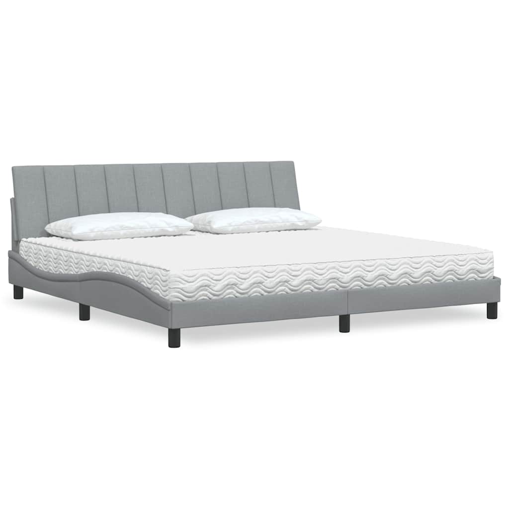 Bed With Mattress &amp;quot;Hanko&amp;quot; Cream Fabric