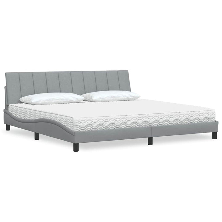 Bed With Mattress &amp;quot;Hanko&amp;quot; Cream Fabric