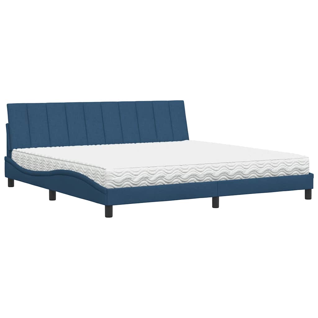 Bed With Mattress "Hanko" Blue Fabric