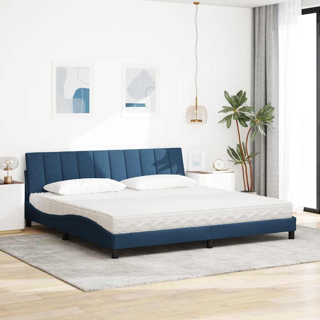 Bed With Mattress &amp;quot;Hanko&amp;quot; Blue Fabric