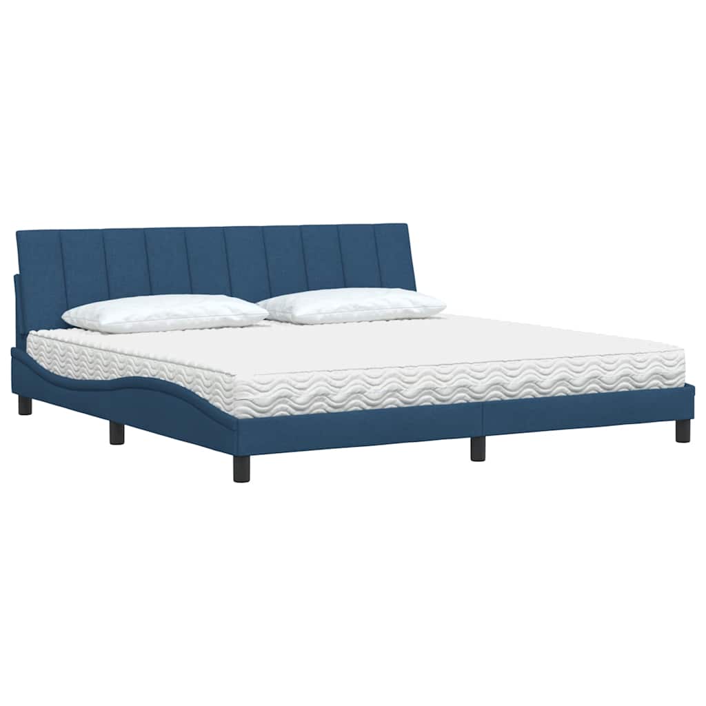 Bed With Mattress &amp;quot;Hanko&amp;quot; Blue Fabric