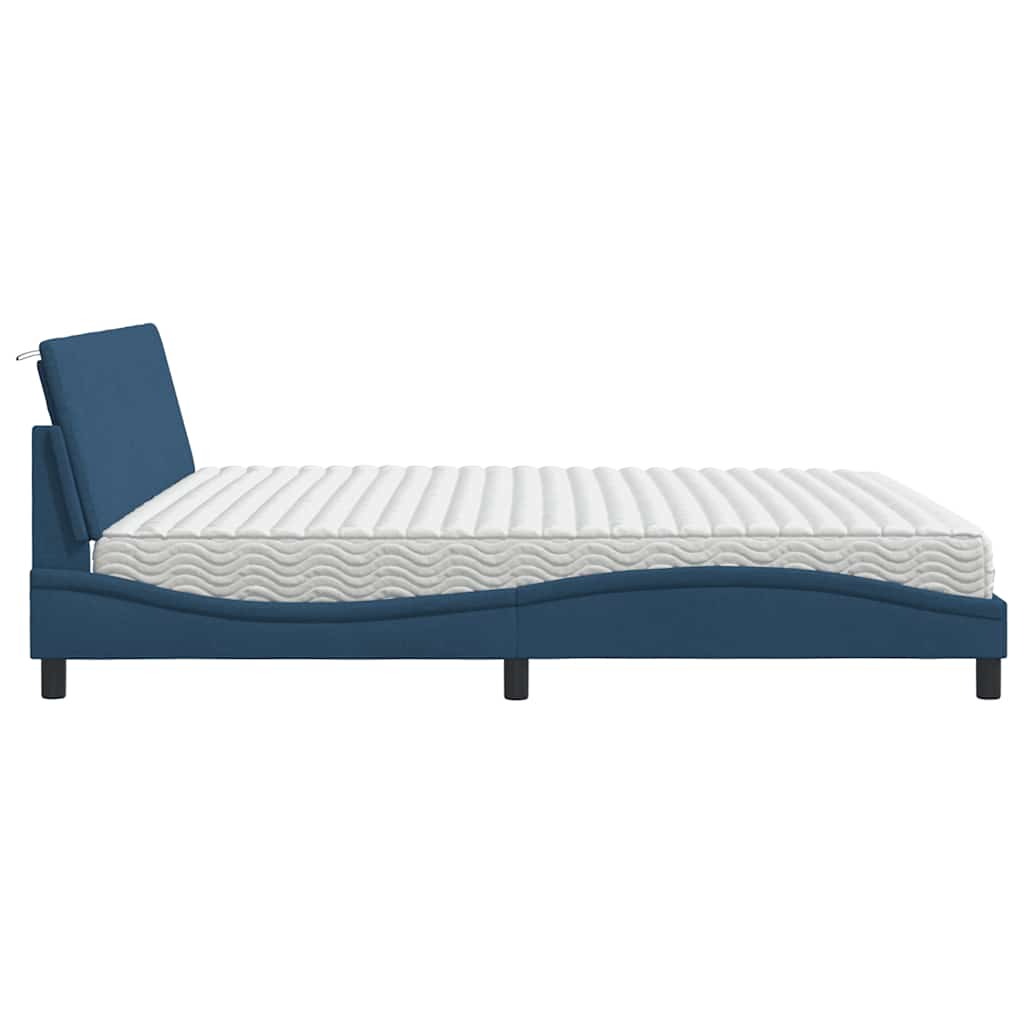 Bed With Mattress &amp;quot;Hanko&amp;quot; Blue Fabric