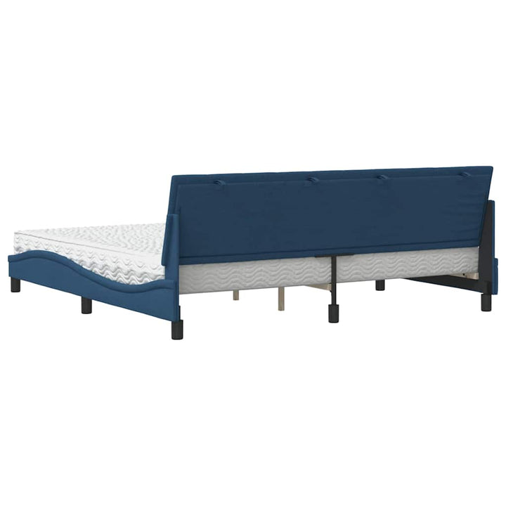 Bed With Mattress &amp;quot;Hanko&amp;quot; Blue Fabric